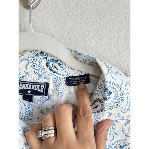 Panhandle Shirt Men's XL Button Up Long‎ Sleeve Paisley Print Pearl Snap Western - Picture 14 of 14